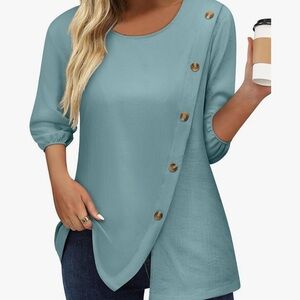 Sea salt blue top long sleeve